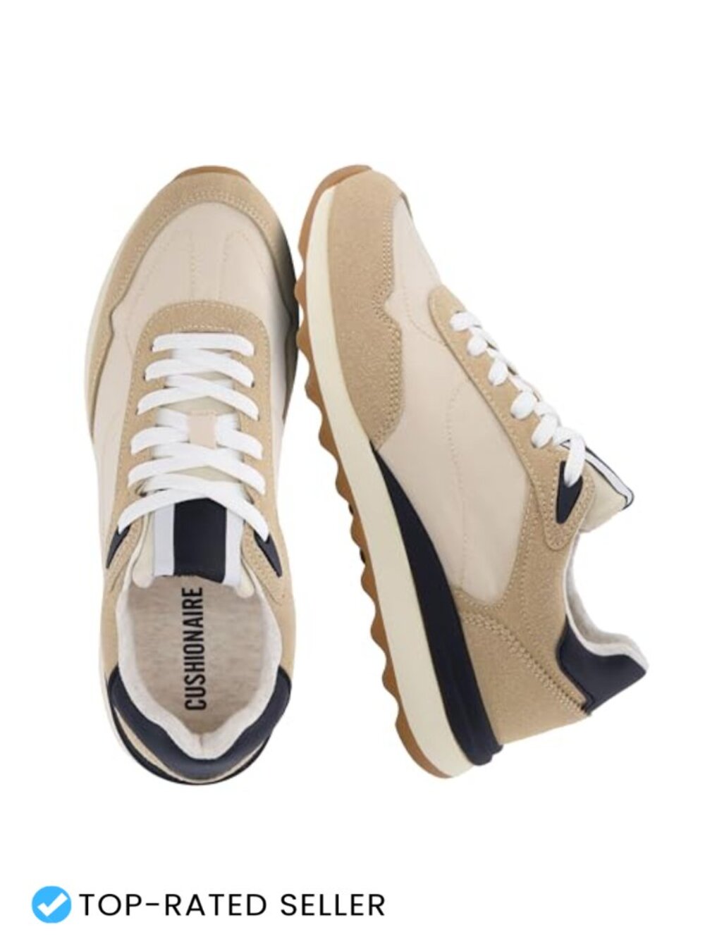 CUSHIONAIRE Kicks Women's Fashion Sneakers Vegan Suede Nylon Memory Foam